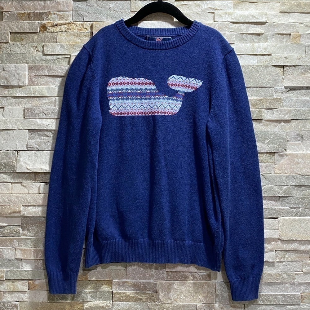 VINEYARD Vines Whale Isle Intarsia Blue Sweater